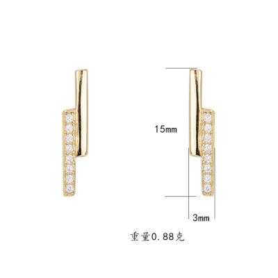 China 2022 New Double Row Geometric Sterling Silver Earrings For Commuter Diamond-studded one-term CLASSIC for sale