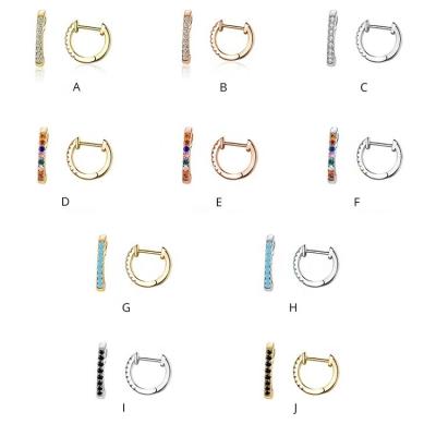 China ODM Trendy Simple Micro Hoop Earrings Tiger Prong Rainbow Color Zircons S925 Sterling Silver OEM Huggie Hoop Circle Earrings for sale