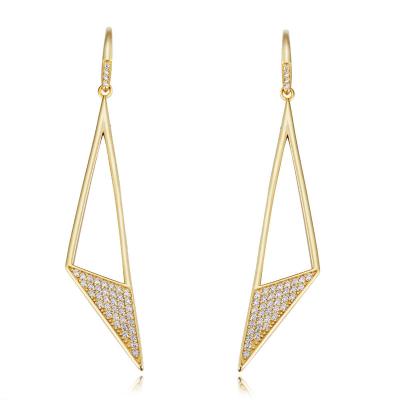 China Fashionable Zircon 2022 Lead Free Nickel Triangle Style Earrings Retro Long Silver 925 Gold Filled Earrings For Women for sale