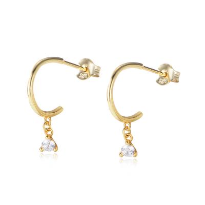 China Fashion Lead Free Simple Zircon Stud Earrings Nickel S925 Sterling Silver Stud Dangle Earrings For Young Girls for sale