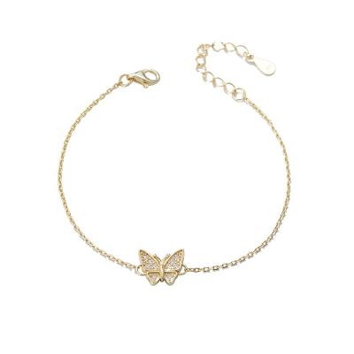 China Lead Free Nickel Insect Mariposa S925 Sterling Silver Pave Zircon Butterfly Charm Link Chain Bracelet Classic Handcrafted Jewelry For Daily Wearing for sale