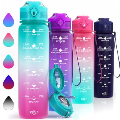 China Wholesale Custom Viable Straw Strainer Filter Gym SportsMotivational Plastic Water Bottle With Time Marker for sale