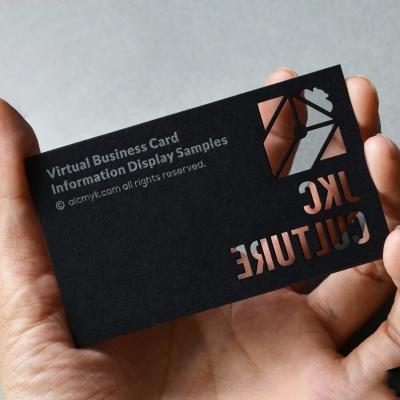 China Recycled Materials Logo Custom Luxury Recycled Materials Black Laser Cut Engraving Black Business Card Postcard for sale