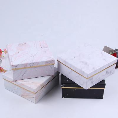 China Recycled Materials Wholesale Square Marble Gift Flower Paper Packaging Storage Box For Bouquet Wedding Jewelry Gift Dressing for sale