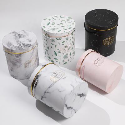 China Handmade Wholesale Round Hat Flower Box Paper Packaging Cardboard Box Tupe For Wedding Sweet Favor Gift for sale