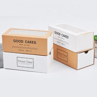 China Recycled Cute Packaging Materials Kraft Paper Fancy Boxes Paper Drawer Sweet Box With Window For Macaron Box for sale