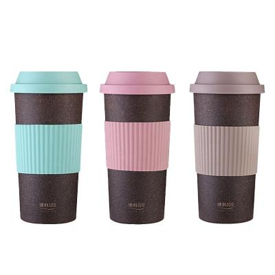 China Sustainable 14oz Double Wall Environmentally Friendly Biodegradable Coffee Mug With Silicone Cover for sale