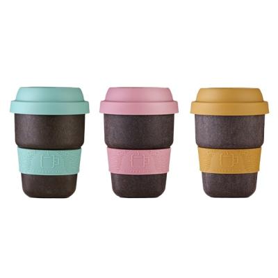 China New 2021 Sustainable Hot Reusable Coffee Biological Material Sustainable Double Wall Coffee Mug With Silicone Lid for sale