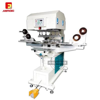 China Factory Economy 2 Color Ink Cup Tampo Printing Machine With Shuttle Working Table / Automatic Cleaning Pads for sale