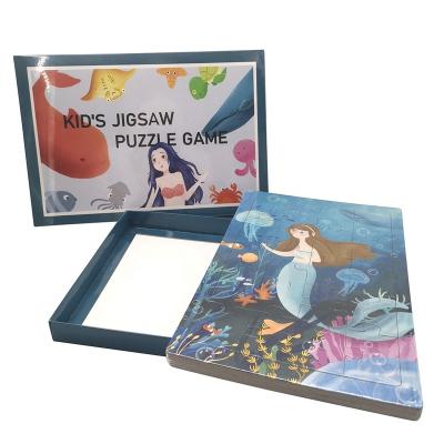 China Toy Manufacturer Wholesale Children's Education Mermaid Puzzle Cardboard Jigsaw Puzzle Tray Game Cartoon Jigsaw Puzzle for sale