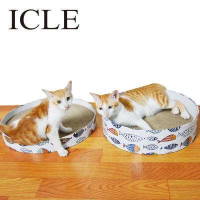 China Vile Brand-BB flute viable high-quality-Para wholesale gatos IC-1044-40-fish round accesorios cardboard cat house for sale