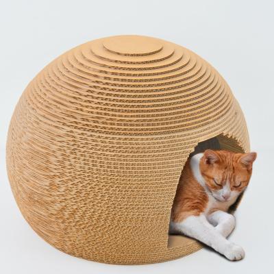 China Icle Cardboard Cat Scratching Feature Craft Paper Viable Catnip Shaped Turbo Round Toys Scratcher-ic-0024-Ball for sale