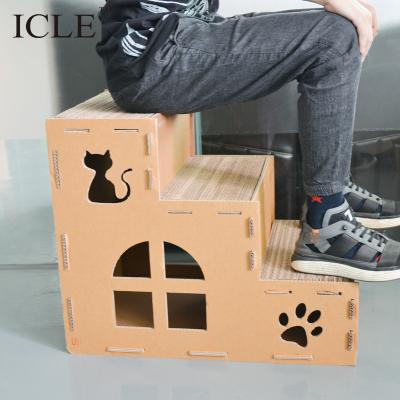 China DIY Corrugated Cat Scratcher Tree Of Box Houses-ic-0072 Of Icle Room Marque-cat Stairs Viable Layers Applications for sale