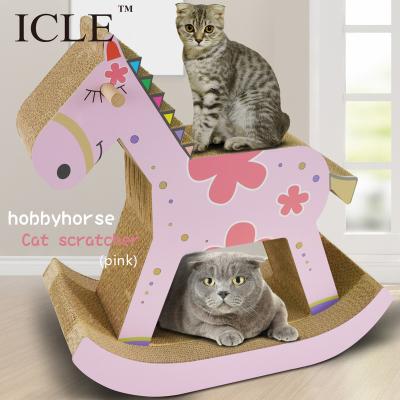 China Horse Shaped High Quality Icle Friendly Eco Viable Recycle Large Corrugated Paper Cat Paws Foot - IC-0039-Pink Cardboard Scratcher Lounge for sale