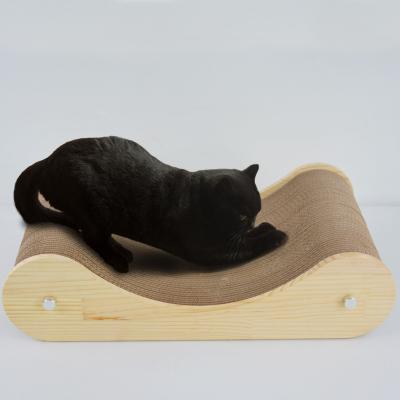 China Wooden Frame Sustainable Design New Icon-Korea Assemble Exchange Replace Refill Sofa Corrugated Cardboard Cat Scratchers Board IC-0100-Wood for sale