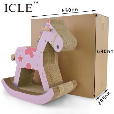 China Sustainable icle Brand Horse Shaped Recycle Large Corrugated Paper Cat Paws Foot - IC-0039-Pink Cardboard Cat Scratcher for sale