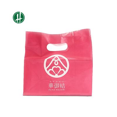 China Recyclable Eco Friendly Plastic Shopping Carrier Packaging Die Cut Handle Bag for sale