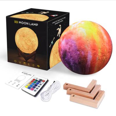 China Modern Smart 16 Color Star Remote Control Moon Led 3D Moon Light Touch Control Star Color 2 Moon and Star Light Ramadan for sale