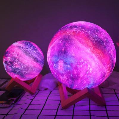 China USB 3D LED Night Light Decor 3D Printing Star Moon Remote Control Home Moon Touch Lamp Colorful Eco-friendly Change for sale