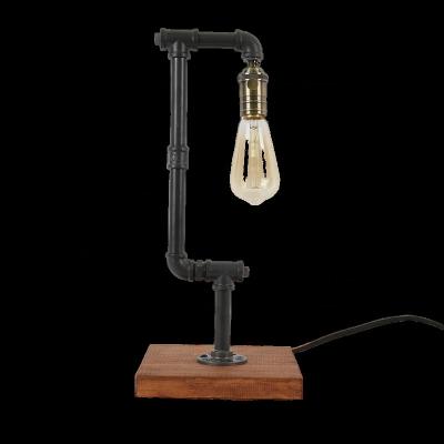 China Retro Eco-friendly E27 E26 Water Pipe Vintage Table Lamp Iron Desk Light Iron Bedside Industrial Bedroom Lamp for sale