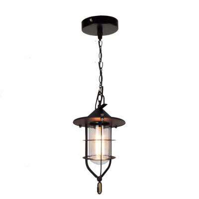 China Indoor lighting E27 E26 cage and glass shade pendant lights retro, cage suspension lights, black hanging lamp for sale