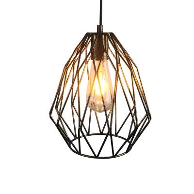 China Lighting E26 E27 indoor diamond pendant lamp,cage suspension light,industrial hanging cage lamp for home decoration for sale