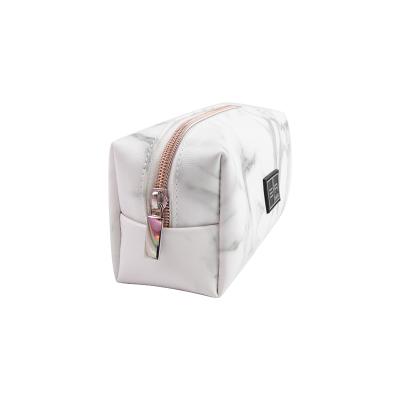 China Marble Toiletry Bag PU Brush Fashion Leather Cosmetic Makeup Bag for sale