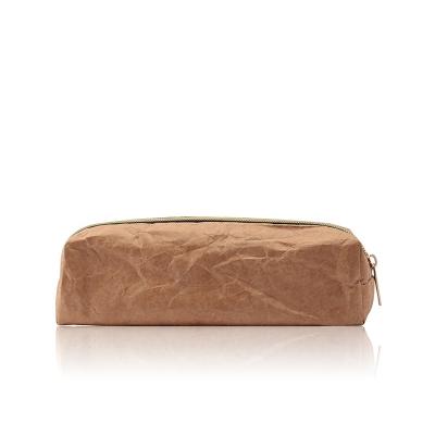 China Fashion Custom Design Eco-friendly Washable Kraft Paper Women Cosmetic Makeup Bags Waterproof Tear Resistant Cosmetic Bag Wholesales for sale