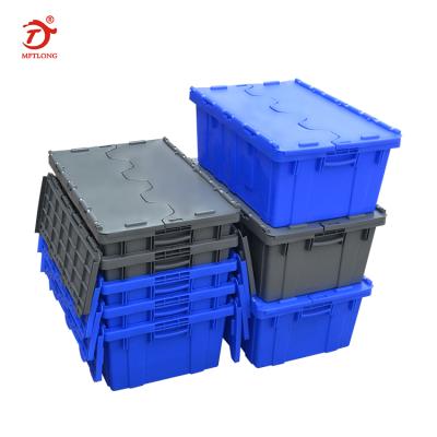 China Recyclable Factory Directly With Best Price Plastic Tote Bin Logistics Tied Lid Plastic Packing Box With Lid for sale