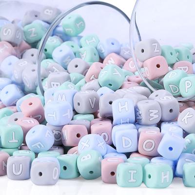 China Chewable Baby Beads Baby Teether Alphabet Letters 12mm Silicone Chewable Beads For DIY Necklaces for sale