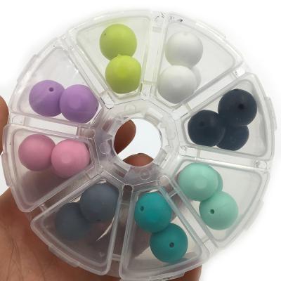 China Soft Toy DIY Silicone Baby Teething Round Shape Silicone Beads Kit Gift Food Grade Teething Beads for sale