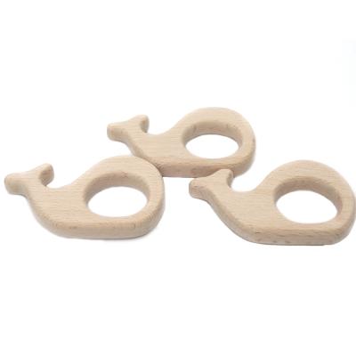 China Eco - Friendly Natural Wooden Baby Teething Accessories Wooden Whale Train Sensory Teether Toys for sale