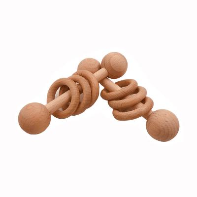 China Eco-Friendly Montessori Styled Baby Organic Wooden Rattle Striking Teething Toy For Toddlers Natural Toys for sale