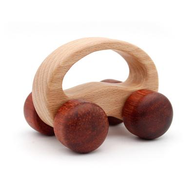 China Eco-Friendly Organic Wood Montessori Styled Grabbing Car Baby Wooden Rattle Teething Toy For Toddlers Natural Toys for sale