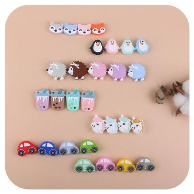 China Baby Chewable Beads Wholesale New Design Food Grade BPA Free Unicorn/Fox/Milk Tea Cup/Penguin/Car Teether Soft Animal Silicone Beads Baby for sale