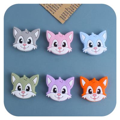 China Factory Wholesale Chewable Baby Beads Animal Fox Shape Silicone Beads BPA Free Food Grade Cute Silicone Teething Beads for sale