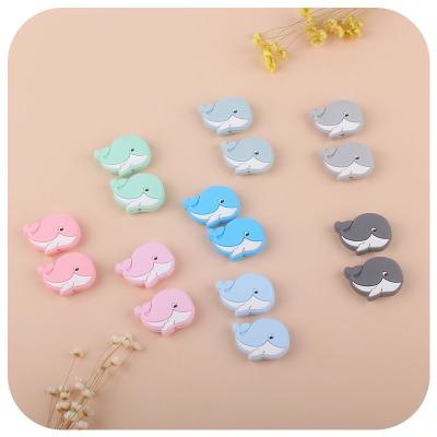 China Hot Selling Chewable Baby Beads Cute Cartoon Whale Silicone Beads Teething Accessories BPA Free Baby Silicone Safe Beads for sale