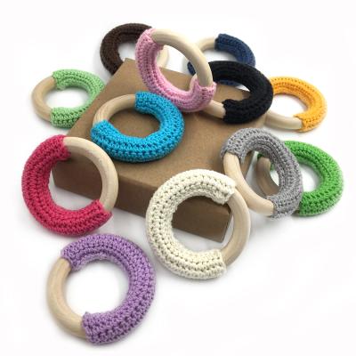 China Soft Toy Ring Bracelet Circle Wooden Teether Rattle Toy Crochet Teether Baby Teething for sale