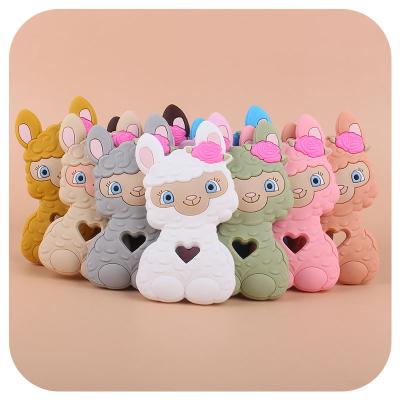 China Chewable Baby Beads Free Sample Cute Soft Infant Babies Pacifier Toys Silicone Sheep Baby Teether for sale