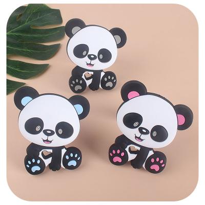 China Soft Silicone Panda Teether Care Pendant Cute Toys DIY Silicone Beads Chewable Baby Teether For Baby for sale