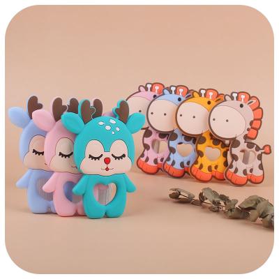 China Baby Chewable Beads Silicone Chews Milk Teeth Stick Baby Teether Silicone Animal Soft Baby Infant Teething Toy for sale