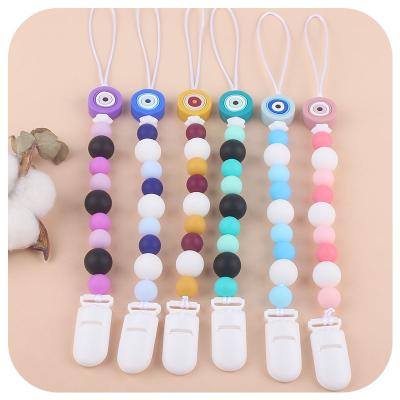 China Toy Natural Organic Silicone Nipple Clip Eye Chain Soft Shape Baby Beaded Nipple Chain for sale