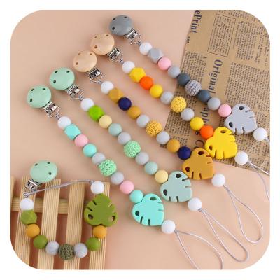 China Soft Toy DIY Beads Bracelet Leaf Shape Silicone Baby Chewable Teether Nursing Teether Toy Infant Teether for sale