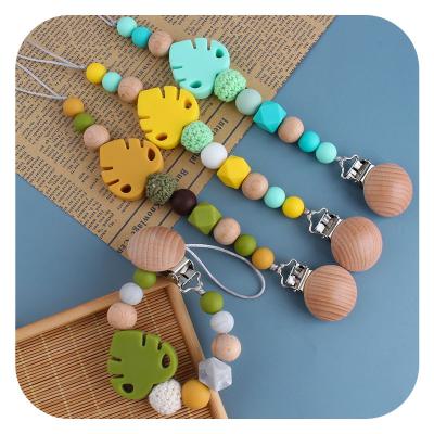 China Soft Toy DIY Beads Bracelet Leaf Shape Silicone Baby Chewable Teether Nursing Teether Toy Infant Teether for sale