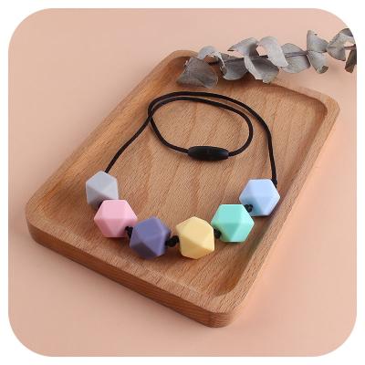 China Baby Soft Silicone Teether Chewable BPA Free Silicone Necklace Teething Toy Chewable Teether Care Necklace For Teether Safe Toys for sale