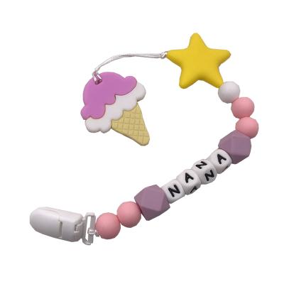 China Toy Baby Teething Toys Soft Ice Creams Teether with Pacifier Clip Holder Baby Wristband Infant Shower Gift for sale