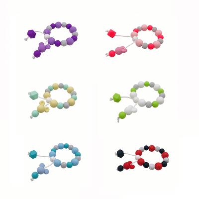 China Soft Toy Silicone Teething Ring Baby Wristband Beaded Wristband Silicone BPA Free Teether Toys Kids Chew Toy for sale