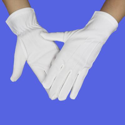 China Army Fork 3 Tendons 25cm Long Quality Nylon Hand Gloves White Tuxedo Military Ceremonial Parade Uniform With Elastic Cuff for sale