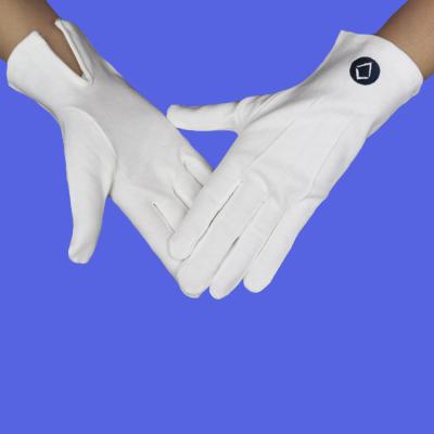 China China Supplier Parade Regalia Freemason Man Church Tomb 100 Cotton White Cotton Hand Gloves OEM Plain Blue Circle Embroidered Masonic Gloves for sale