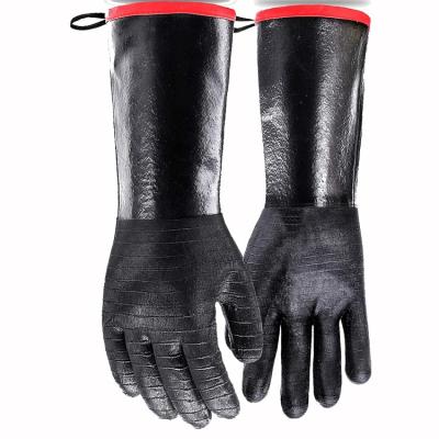 China High Temperature Resistant 932F Long Sleeve Heat Resistant BBQ Cooking Barbecue Oven Oil Resistant Neoprene Coating Waterproof Grilling Baking Gloves for sale